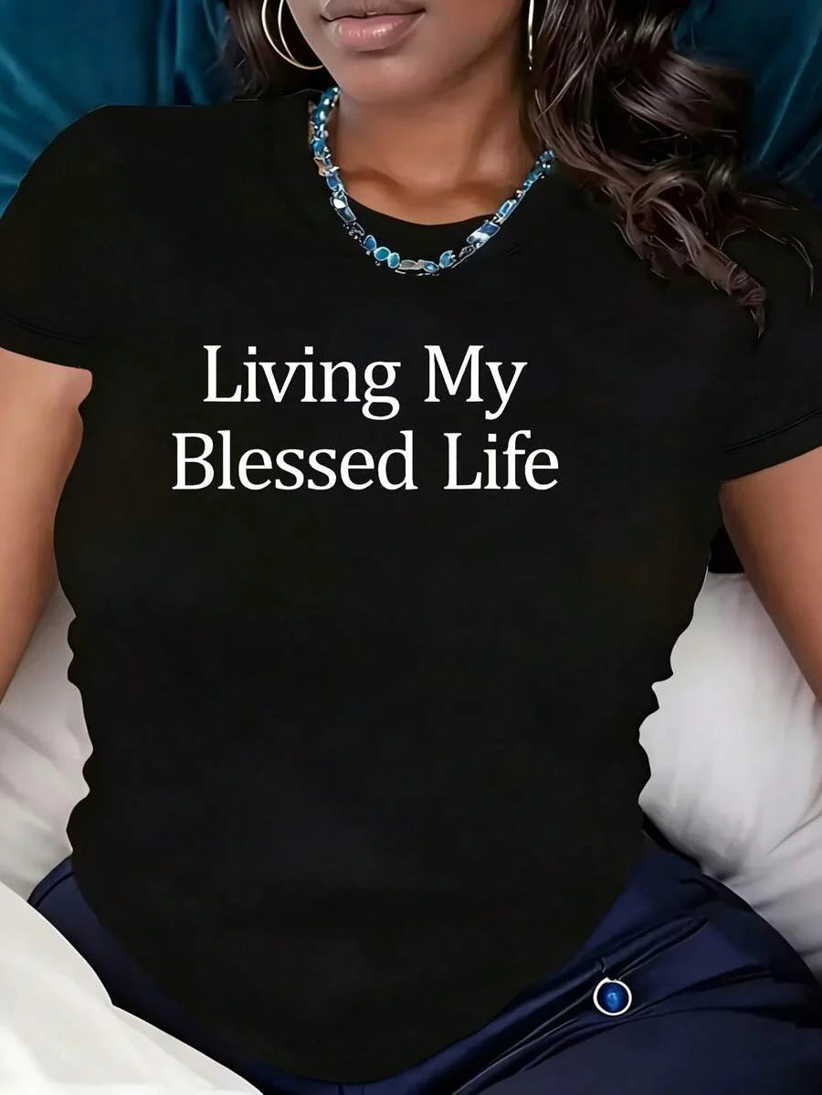 American Slogan Plus Size Women's T-shirt, Sweet Spicy Sexy Fitted Top for Plus-Size Girls
