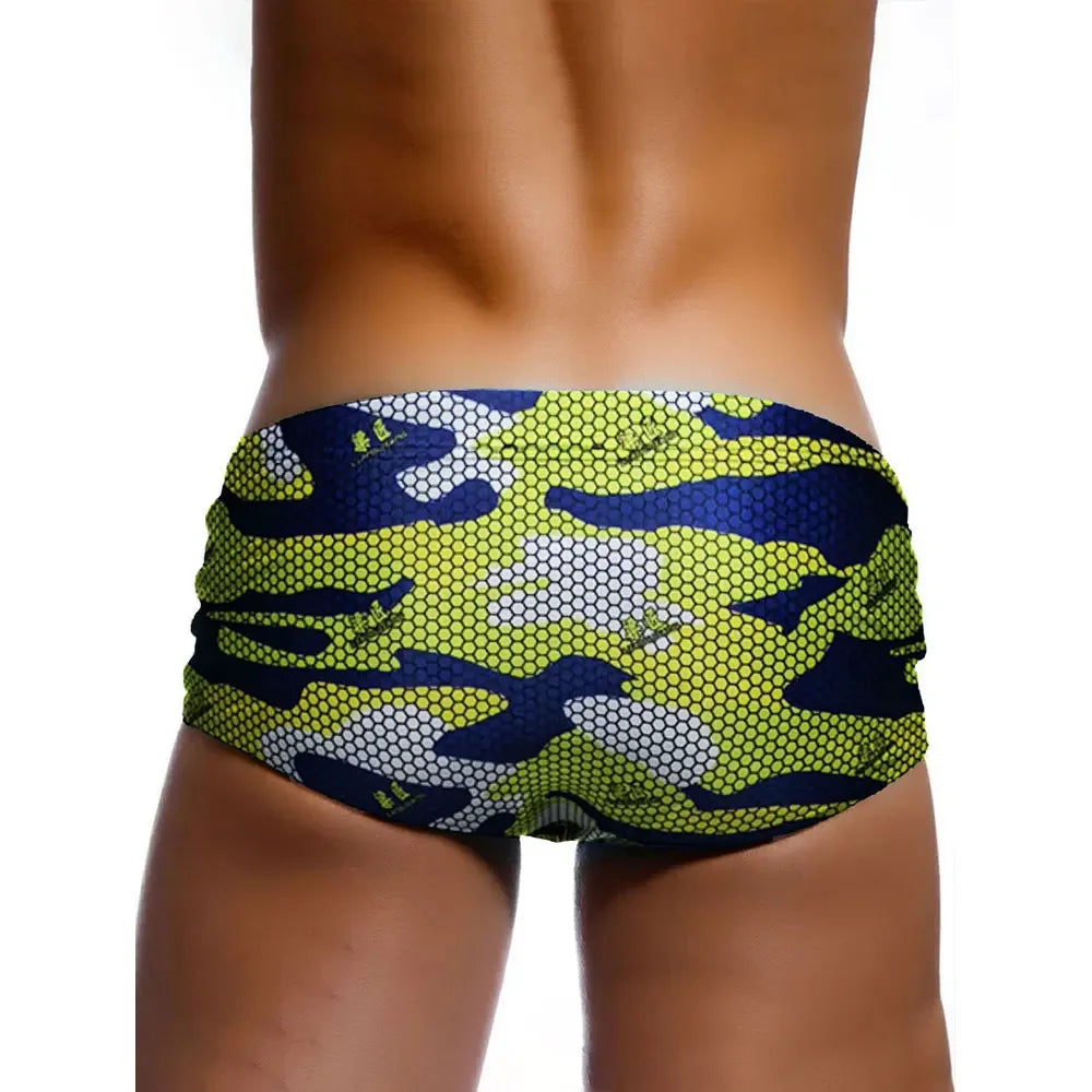 Sexy Swimming Trunks Mens Camouflage Swim Boxer Briefs Swimwear Young Man Swimsuit Beach Surfing Bathing Suit Shorts Zwembroek