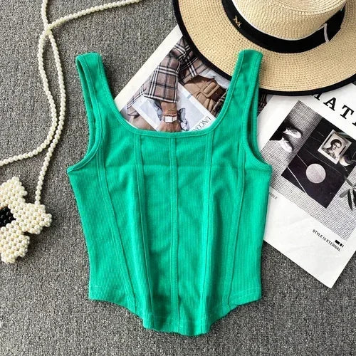 Vintage Denim Tanks Camis for Women Almighty Casual Sleeveless Zipper Spliced Femme Corset Crop Tops Elegant Chic Tank Camisoles