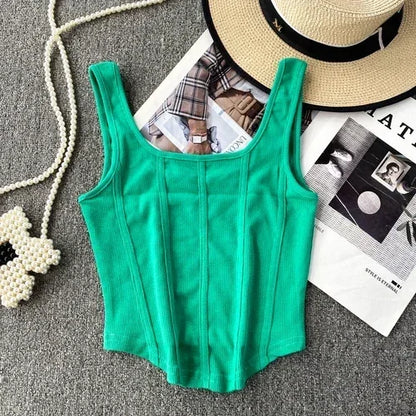 Vintage Denim Tanks Camis for Women Almighty Casual Sleeveless Zipper Spliced Femme Corset Crop Tops Elegant Chic Tank Camisoles