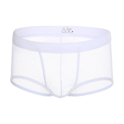 Sexy Mesh Boxer Men Underwear See Through Panties Transparent Low Waist Nightwear Boxer Shorts Boxershorts Underpants