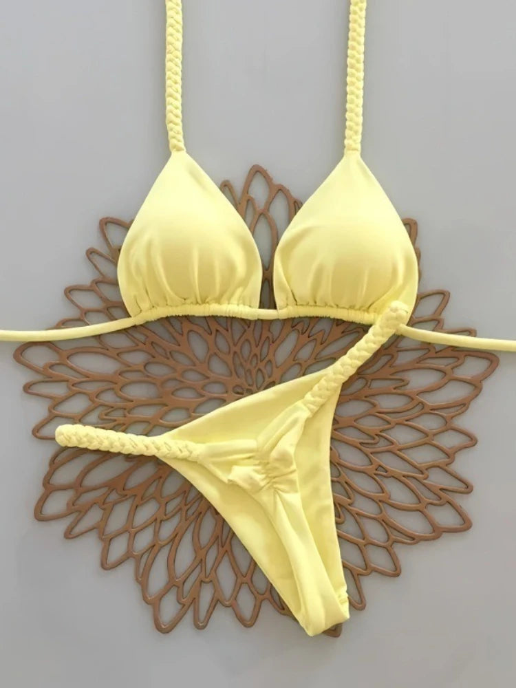 2026 hot Bikinis Push Up Women Swimsuits Sexy Swimwear Brazilian Bikini Set Thong Biquini Solid Swimsuit Summer Beachwear