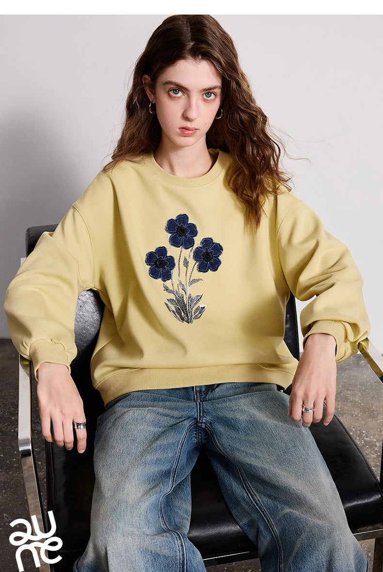 TOYOUTH Women Cotton Sweatshirt 2026 Spring New Knit Striped Turn-Down Collar Loose Unique Stylish Top