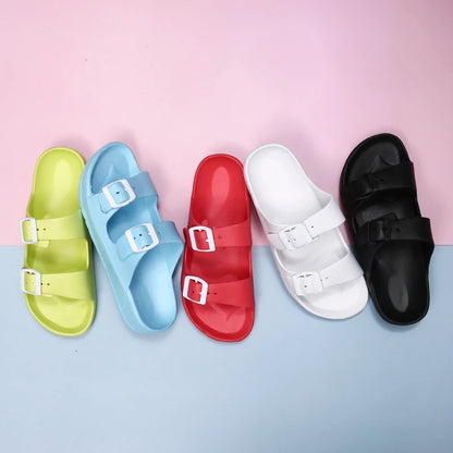 Lightweight adjustable EVA sandals with dual straps for couples. Ideal for outdoor & indoor use.