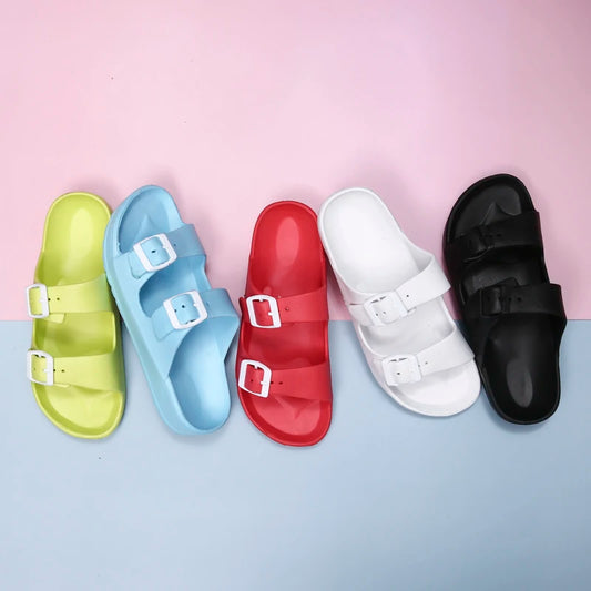 Lightweight adjustable EVA sandals with dual straps for couples. Ideal for outdoor & indoor use.
