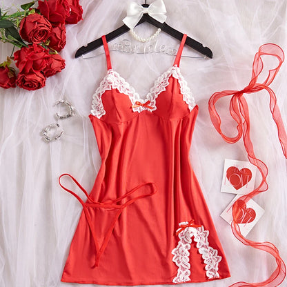 New Green Sexy Strap Women's Bra Set Dress Temptation Ultra Short Split Skirt Sleep Dress Underwear Set Home Underwear Clothing