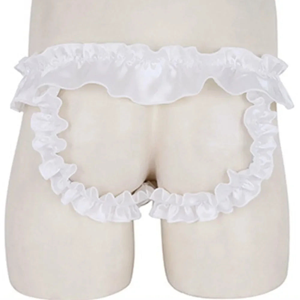 Men Sexy Hollow underpants men Exposed Buttocks Thong Briefs sexy toy mens Panties Sissy Underwear Bowknot Thongs sissy Thongs