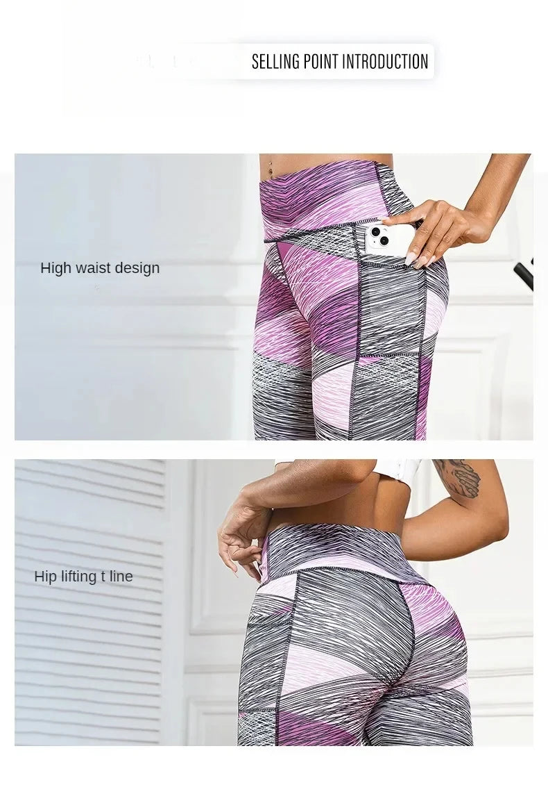 Women's Yoga Pants Printed High Waist Tights Running Fitness Leggings Women Push Up Gym Leggings for Sports Workout Clothing
