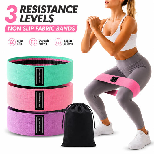 3PCS Fabric Resistance Bands Set for Women, Non Slip Workout Bands for Glutes, Legs & Home Fitness