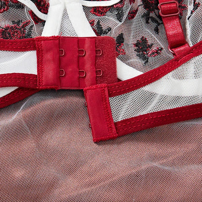 Embroidery Floral Ultra-thin Exquisite Transparent Women Underwear Bra Set