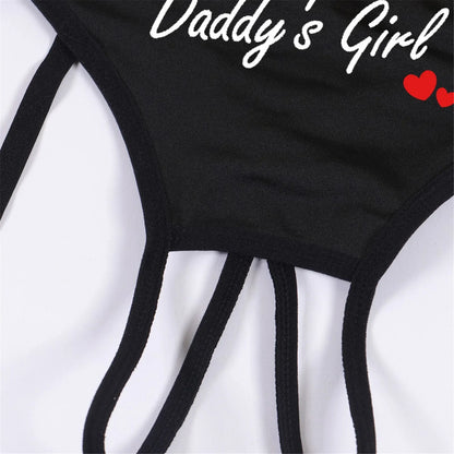 Sexy Suspender Thong with Integrated Leg Loops,Low-rise, No-take-off Elastic Crotchless Couple's Underwear For Party and Casual