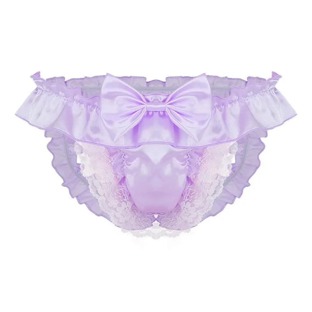 Men Sexy Hollow underpants men Exposed Buttocks Thong Briefs sexy toy mens Panties Sissy Underwear Bowknot Thongs sissy Thongs