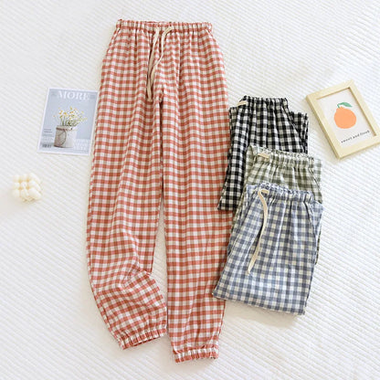 New Women's Casual Home Pants for Couple Plaid Sleepwear Pajama Pants Spring Summer Home Pants for Lovers Men Women Home Bottoms