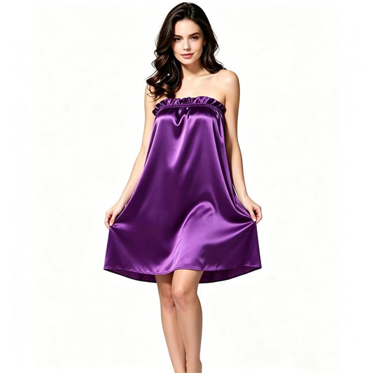 Sexy Women Suspenders Nightdresses Sleepwear Satin Silk Female Sleeveless Nightwear Sleep Nightdress Ladies Strapless Nightgown