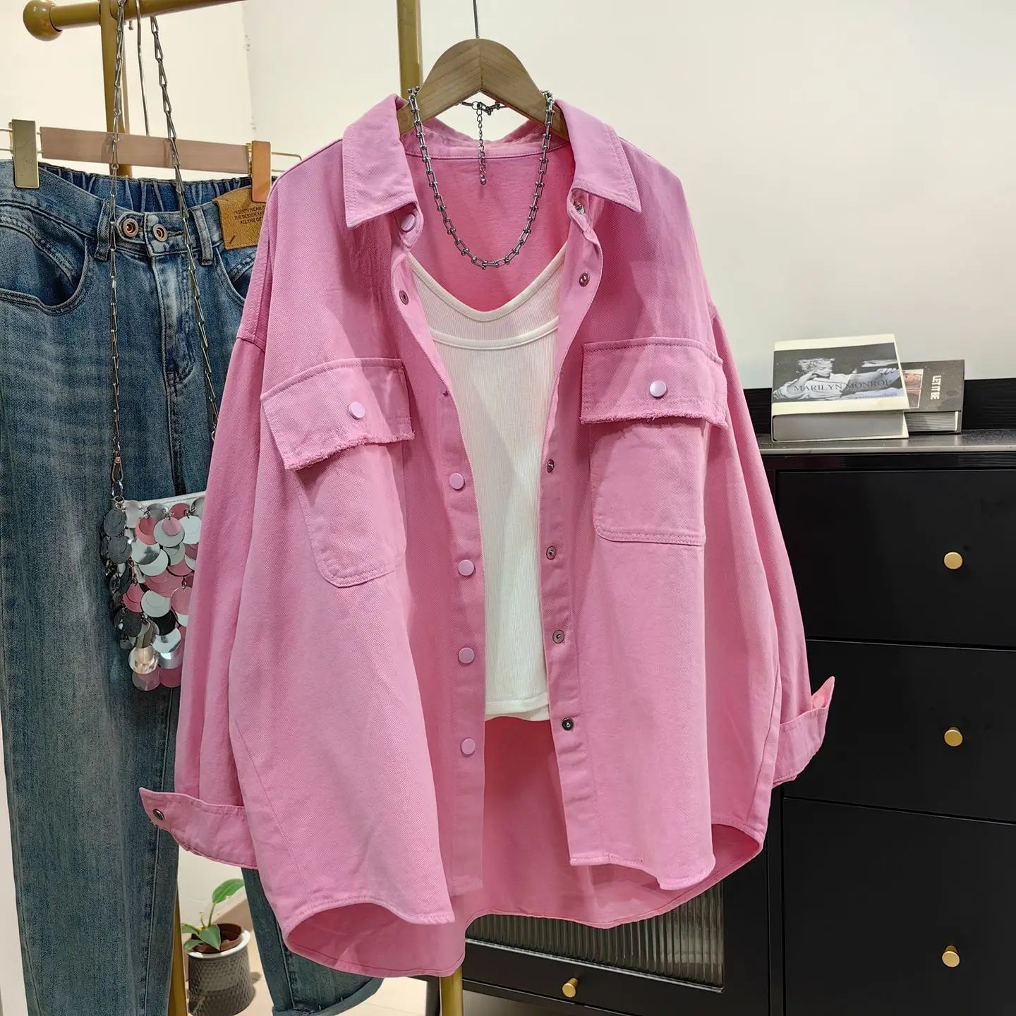 Loose Casual Denim Workwear Jacket Women's Spring Autumn New Version Large Size Shirt Lazy Minimalist Versatile Shirt