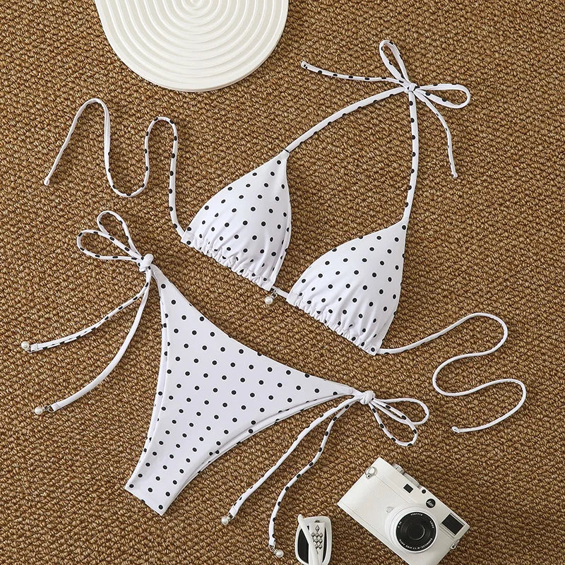Sexy  Micro Bikinis Sets Pearl Dot Print Swimwear 2026 Bathing Suit Woman Beachwear Women Beach Summer Bikini Two-piece Swimsuit