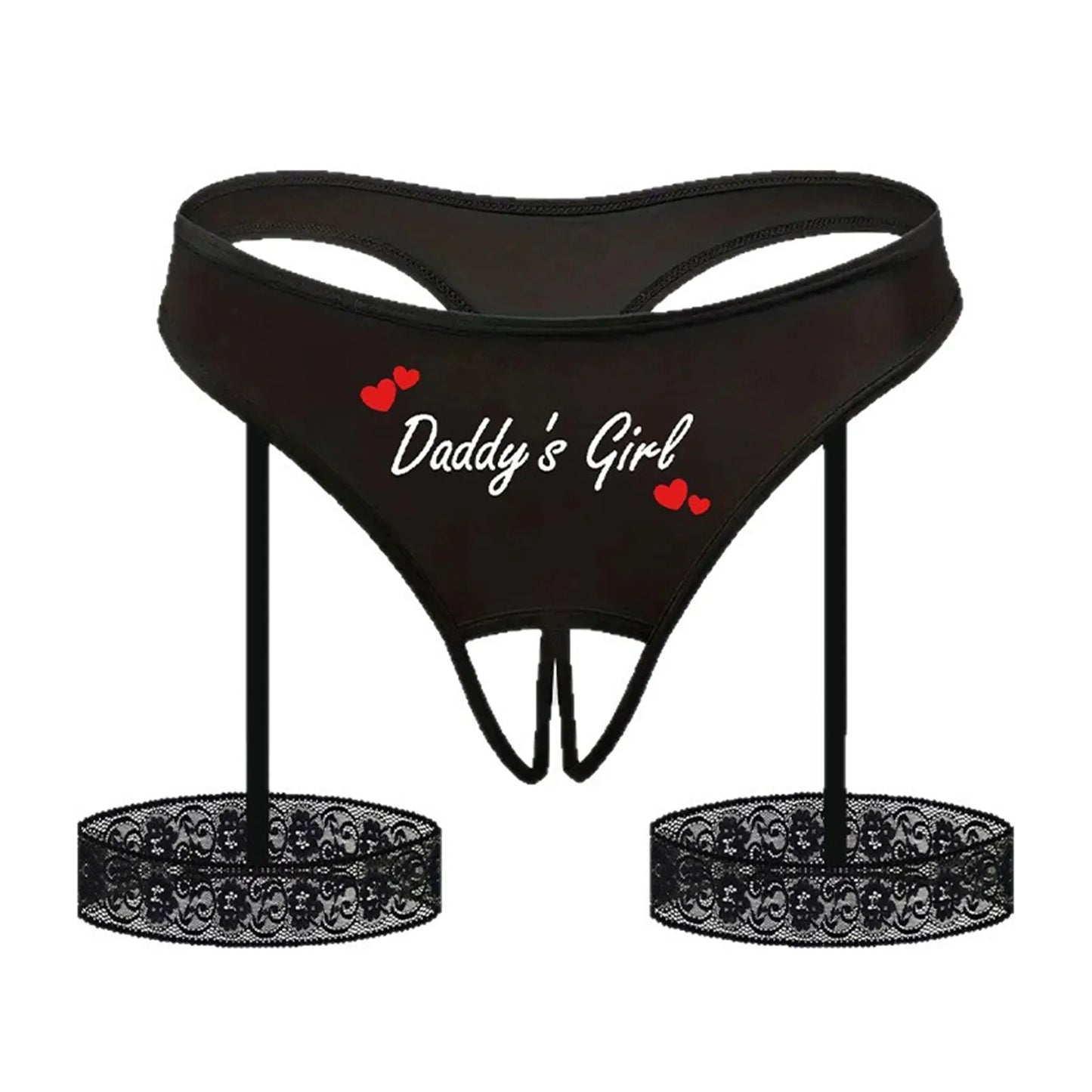 Sexy Suspender Thong with Integrated Leg Loops,Low-rise, No-take-off Elastic Crotchless Couple's Underwear For Party and Casual