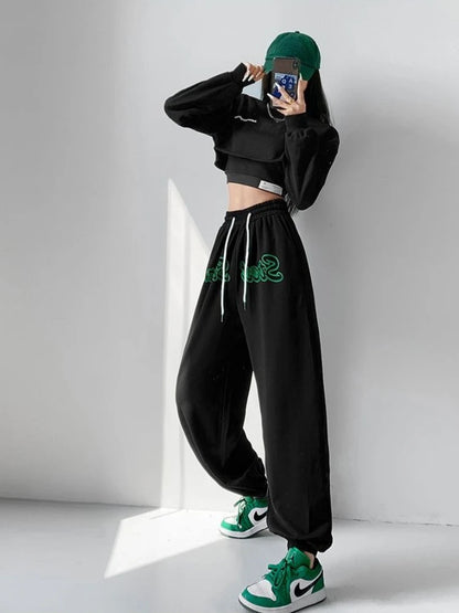 Floral Print Women's Dance Pants Hip Hop Joggers Loose Fit Trousers for Jazz Sportswear