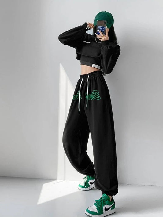 Floral Print Women's Dance Pants Hip Hop Joggers Loose Fit Trousers for Jazz Sportswear