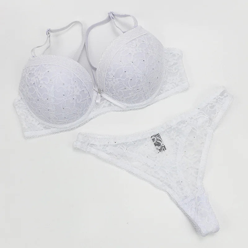 2024 New Sexy Gold Lace Shaping Breathab Women Bra Sets Push Up Lingerie 34/75 36/80 38/85 40/90 42/95 BCDE Cup Underwear