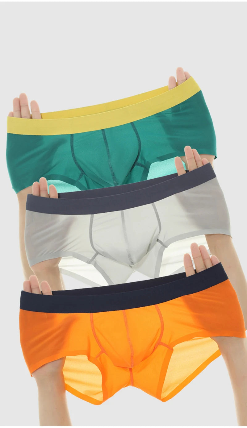 New Ultra-thin Quick Dry Mens Boxer Shorts Ice Silk Man Panties Seamless Sexy Underwear U Bulge Pouch Male Breathable Underpants