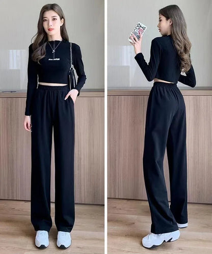 Xpqbb Black Gray Sweatpants for Women 2024 Summer New Basic Baggy Sports Pants Female Casual All-match Joggers Straight Pants