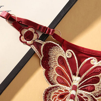 Women's Panties Fashion Sexy Lace Thong Women Butterfly Embroidery Panties Transparent Briefs Panty