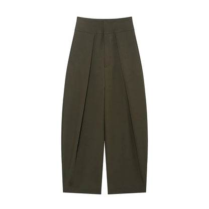 Casual Loose Pants Women High Waist Pleated Straight Long Wide Leg Trousers Female 2026 Spring Autumn Fashion Lady Bottoms ﻿