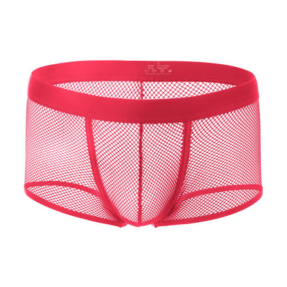 Sexy Mesh Boxer Men Underwear See Through Panties Transparent Low Waist Nightwear Boxer Shorts Boxershorts Underpants