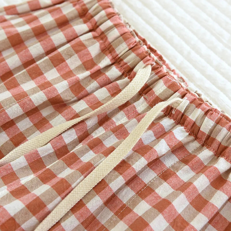 New Women's Casual Home Pants for Couple Plaid Sleepwear Pajama Pants Spring Summer Home Pants for Lovers Men Women Home Bottoms
