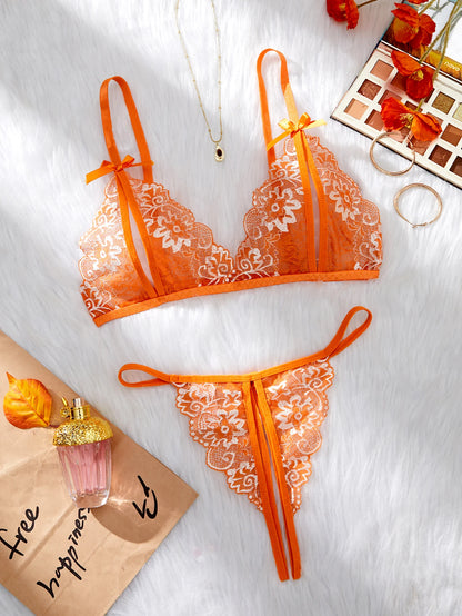 Women Floral Underwear Set, Bra And Thong Sets, Women Clothing, Valentine's Day Gift