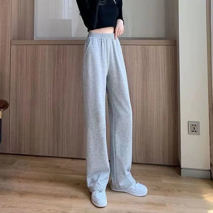 Xpqbb Black Gray Sweatpants for Women 2024 Summer New Basic Baggy Sports Pants Female Casual All-match Joggers Straight Pants