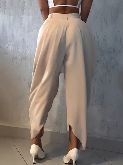 Casual Loose Pants Women Chic High Waist Pleated Wide Leg Trousers Female 2025 Fashion Autumn Lady Pants Bottoms Women Clothes