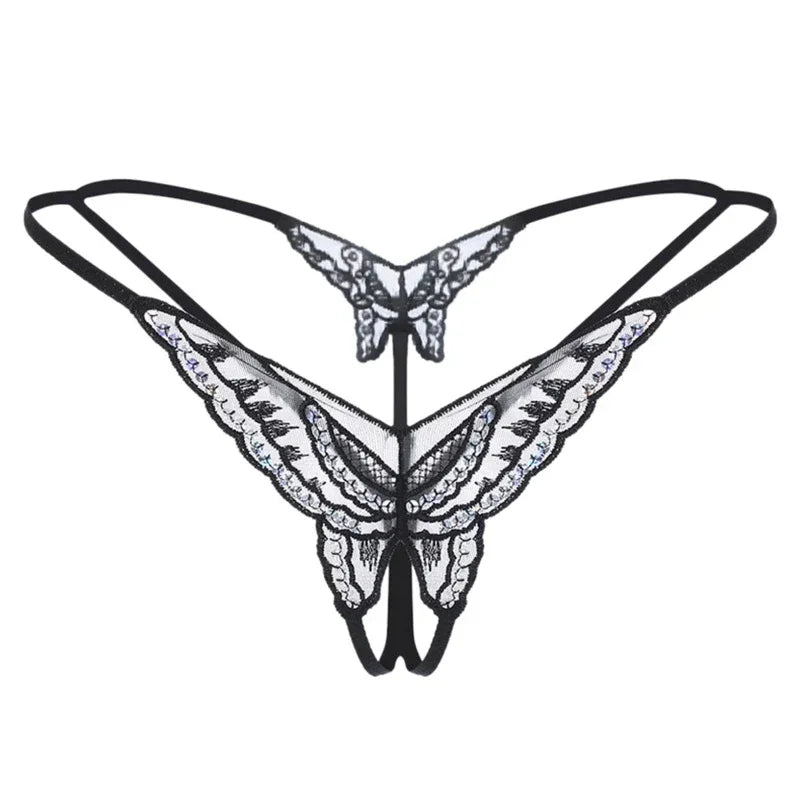 Open Crotch Briefs Thong Transparent T Pants Underwear Ladies Pantys Sexy Lingerie Womens Panties Lace Sequins Embroidery