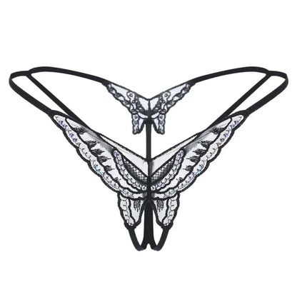 Open Crotch Briefs Thong Transparent T Pants Underwear Ladies Pantys Sexy Lingerie Womens Panties Lace Sequins Embroidery
