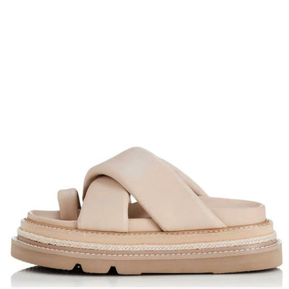 Summer classic leather cross strap toe cover, personalized and comfortable height increasing sandals