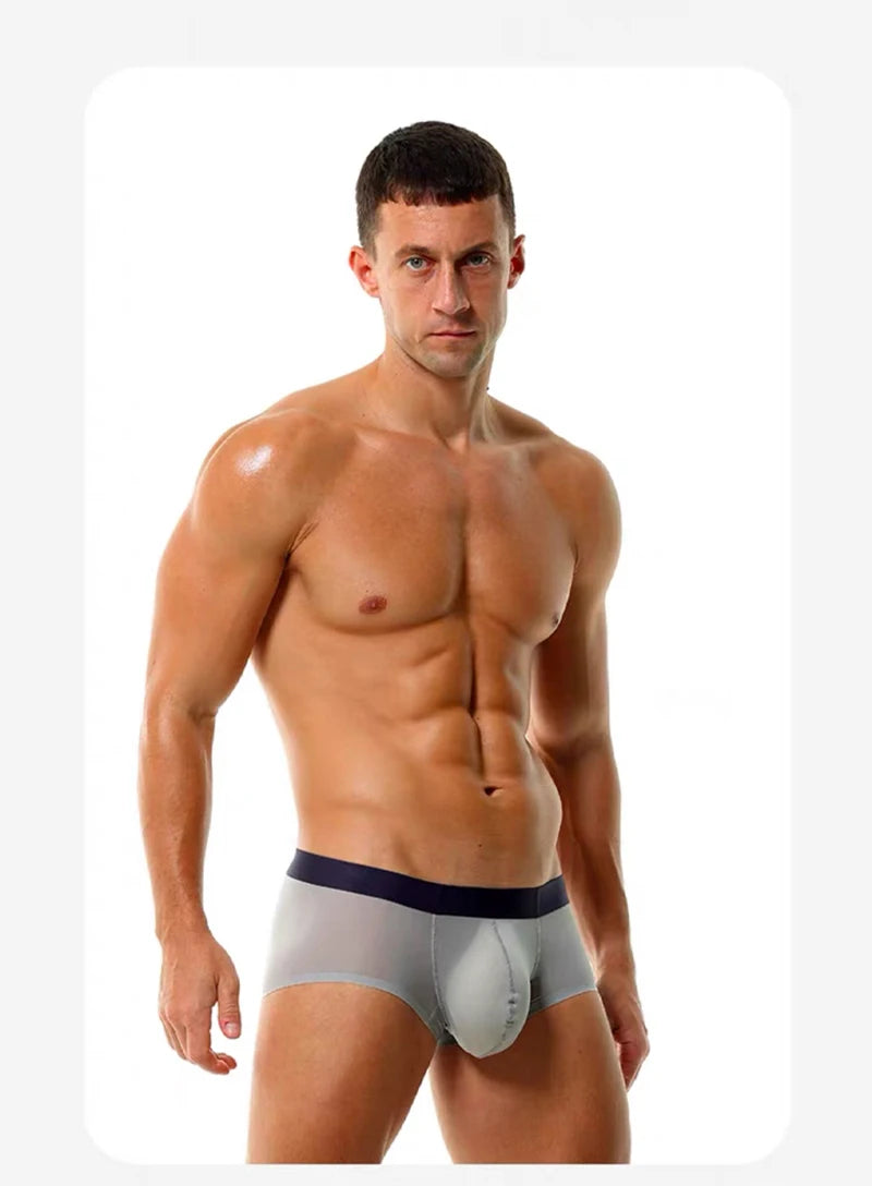 New Ultra-thin Quick Dry Mens Boxer Shorts Ice Silk Man Panties Seamless Sexy Underwear U Bulge Pouch Male Breathable Underpants