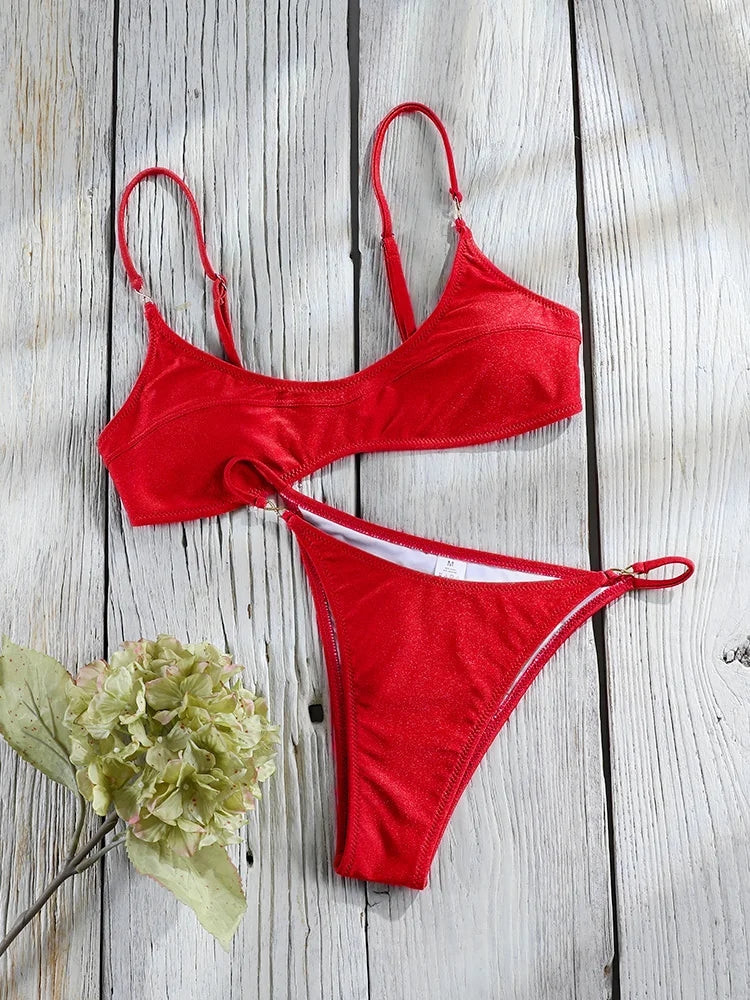 Halter Solid Bikinis New Thongs Swimsuit Women's Swimwear 2026 Bathing Suit High Cut Biquini Mujer Micro Thongs Beach Wear