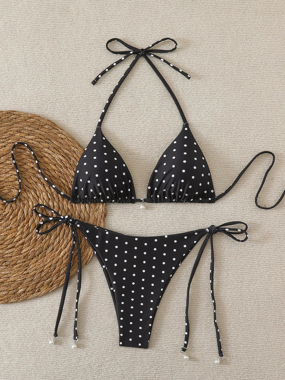 Sexy  Micro Bikinis Sets Pearl Dot Print Swimwear 2026 Bathing Suit Woman Beachwear Women Beach Summer Bikini Two-piece Swimsuit