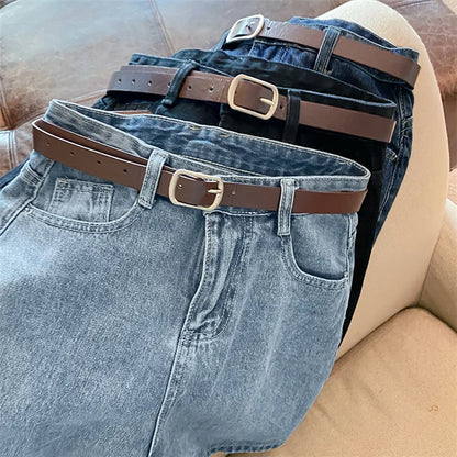 Women High Waist Denim Shorts Summer Chic Streetwear Female Casual Wide Leg Short Pants Solid Color Lady Loose Straight Shorts