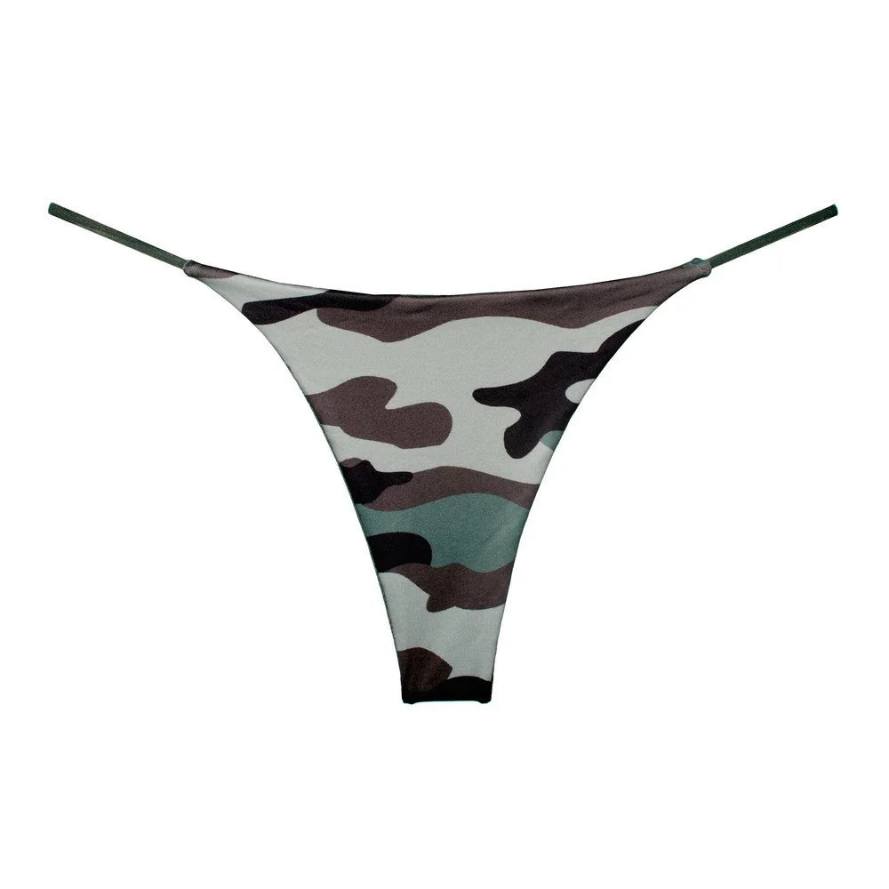 6PCS/Set Strap Thong Double Layer Cotton Panties for Women Plus Size Sexy Seamless Underwear Leopard/Camouflage G String