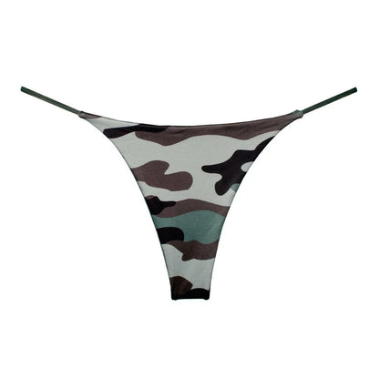 6PCS/Set Strap Thong Double Layer Cotton Panties for Women Plus Size Sexy Seamless Underwear Leopard/Camouflage G String