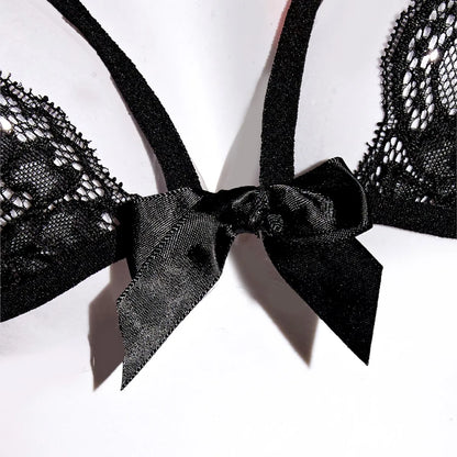 Hot Sale Sexy  Lace Bra And G-String Panty Set Set Women's Underwear 2 Piece Set Black Lingerie Set For Women Valentine Night
