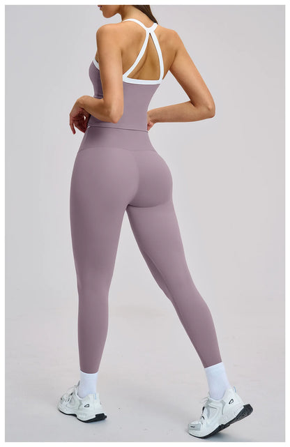 2 Pieces Yoga Set Women Workout Outfits Fitness Clothes Sportswear Gym Tracksuit High Waist Leggings Sports Bra Athletic Wear