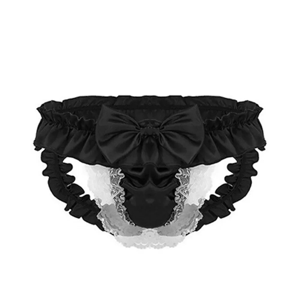 Men Sexy Hollow underpants men Exposed Buttocks Thong Briefs sexy toy mens Panties Sissy Underwear Bowknot Thongs sissy Thongs