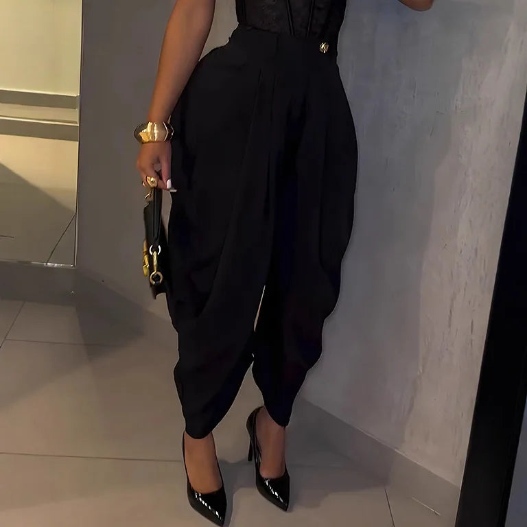Casual Loose Pants Women Chic High Waist Pleated Wide Leg Trousers Female 2025 Fashion Autumn Lady Pants Bottoms Women Clothes