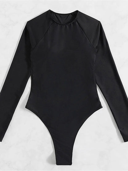 Diamond Rhinestones Long Sleeve Extreme Mini Micro Thong Women Swimwear One Piece Swimsuit Female Bather Bathing Suit Swim K4887
