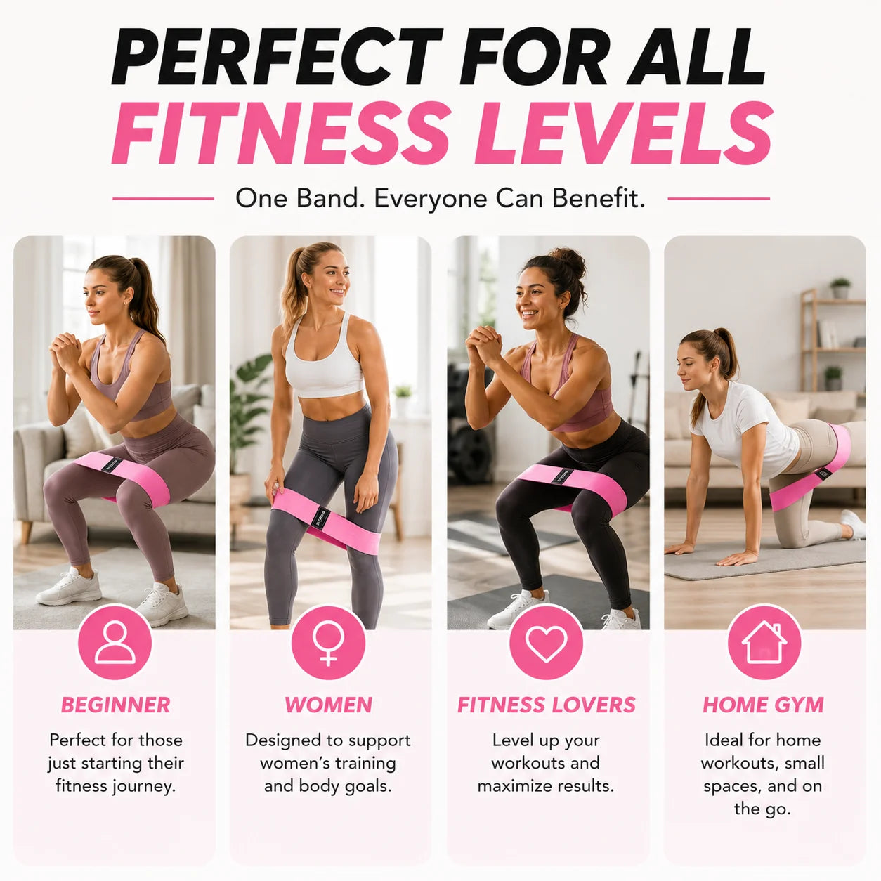 3PCS Fabric Resistance Bands Set for Women, Non Slip Workout Bands for Glutes, Legs & Home Fitness