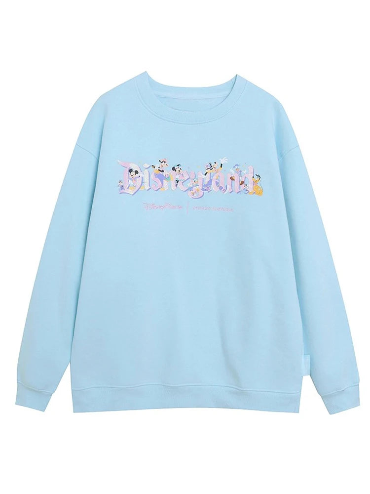 Disney Pink Disneyland Letter Embroidery Cartoon Mickey Minnie Cute Print Sweatshirt Zipper Women Jumper Fleece Pullover Unisex