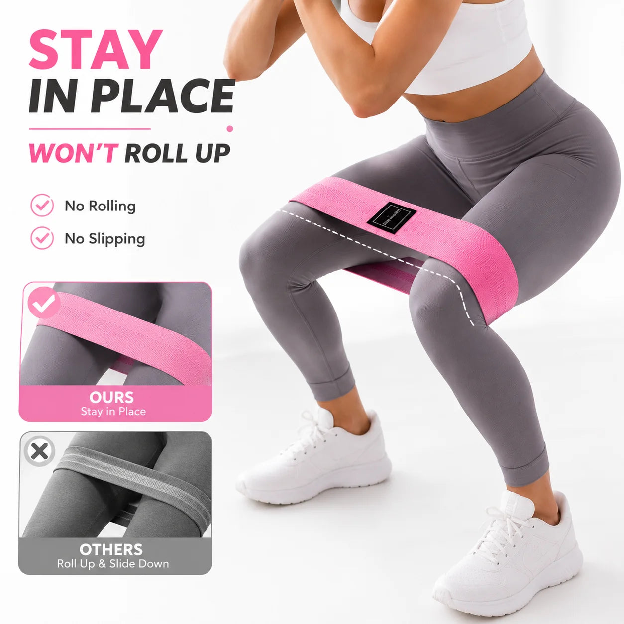 3PCS Fabric Resistance Bands Set for Women, Non Slip Workout Bands for Glutes, Legs & Home Fitness